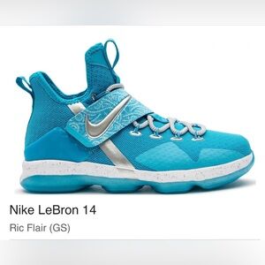 NIKE LeBron XIV 14 Ric Flair Edition Sneaker Kids Exclusive Blue Fury Size 7Y